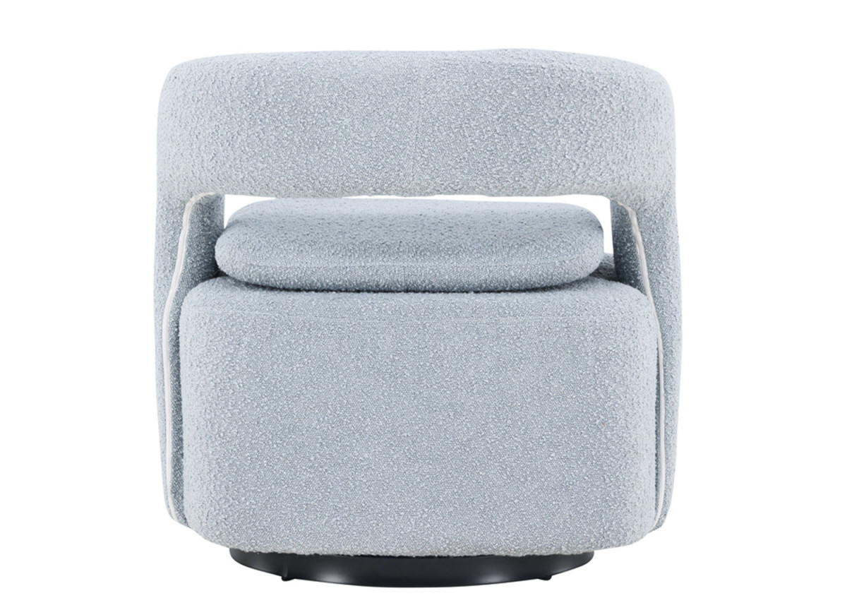 Fauteuil rotatif en tissu bouclé bleu clair
