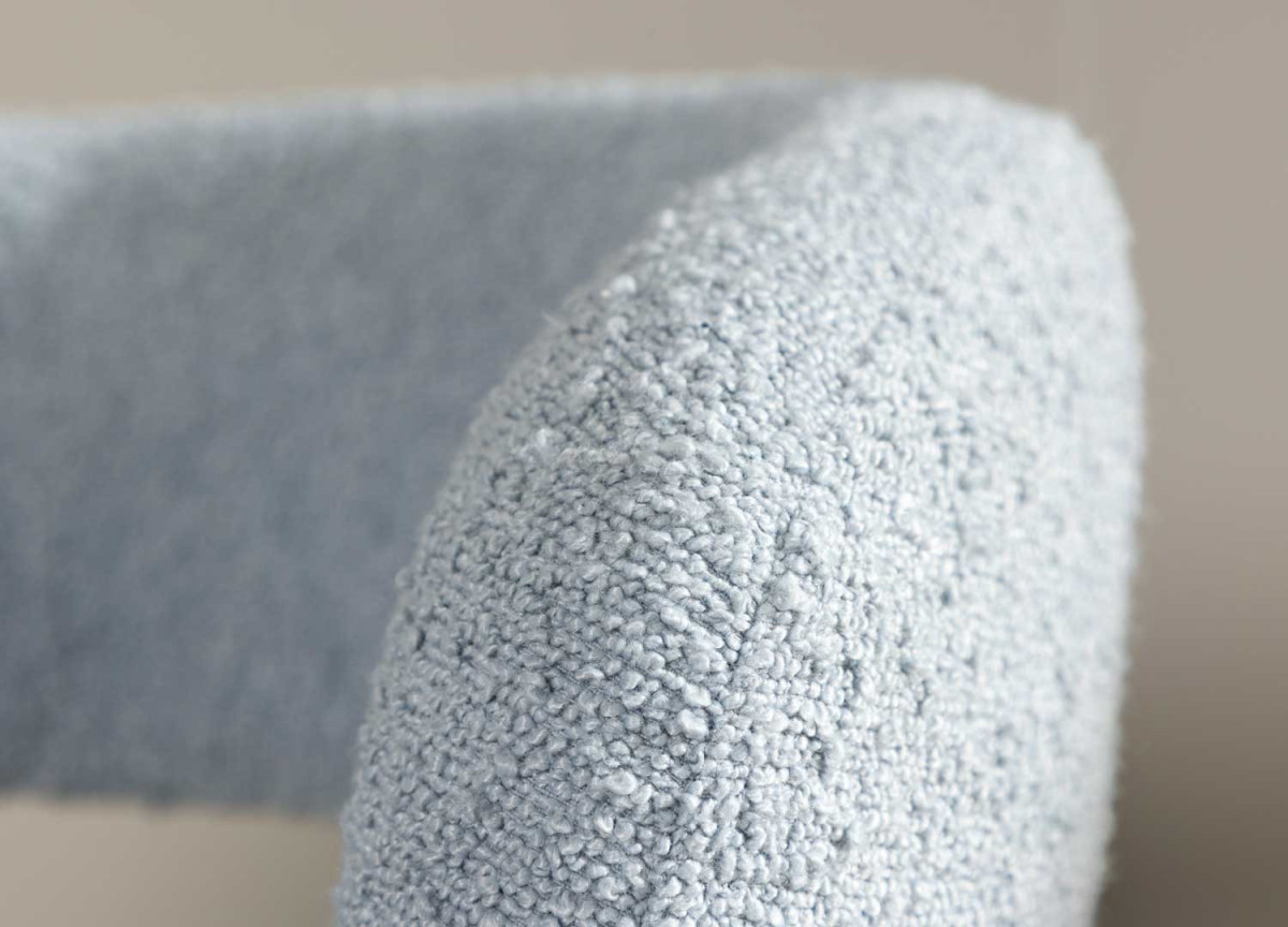 Fauteuil Tournant en Tissu Bouclé Bleu Clair