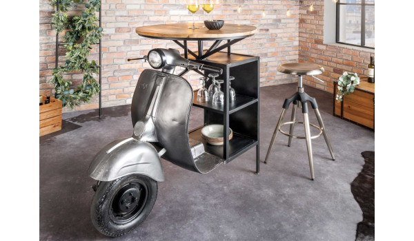 Table de bar scooter upcyclé 115 cm