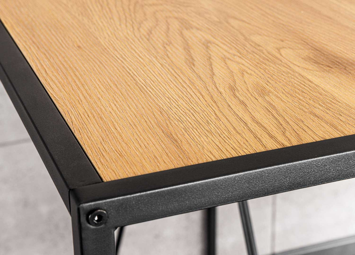 Table de bar 120 cm couleur bois et noir