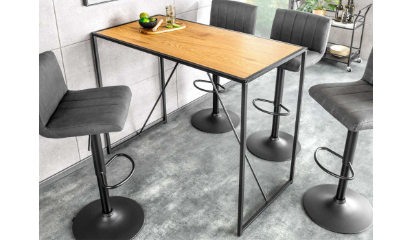 Table de bar 120 cm couleur bois et noir