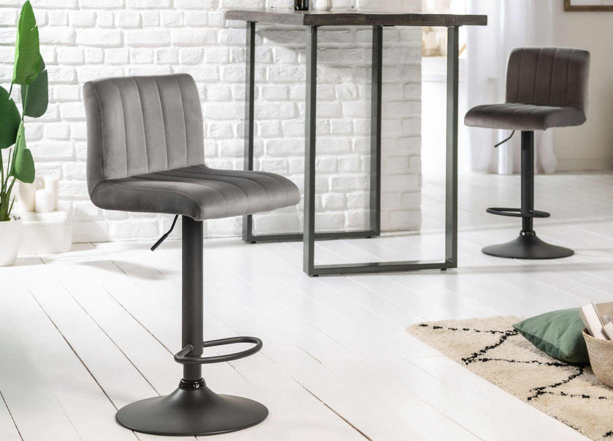 Tabourets de bar velours gris