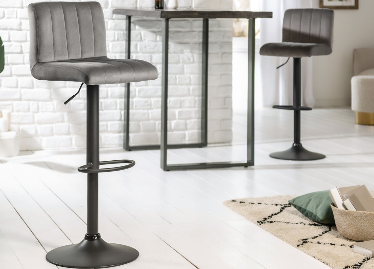 Tabourets de bar velours gris