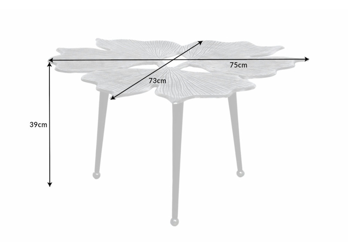Table Basse Argentée Feuille Gingko Originale
