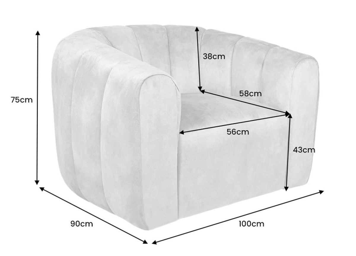 Fauteuil rotatif en velours champagne et grège