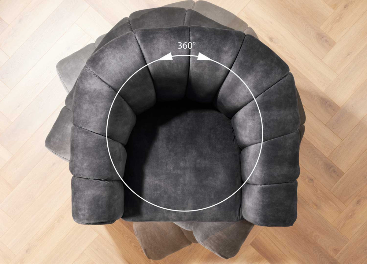 Fauteuil pivotant en velours gris