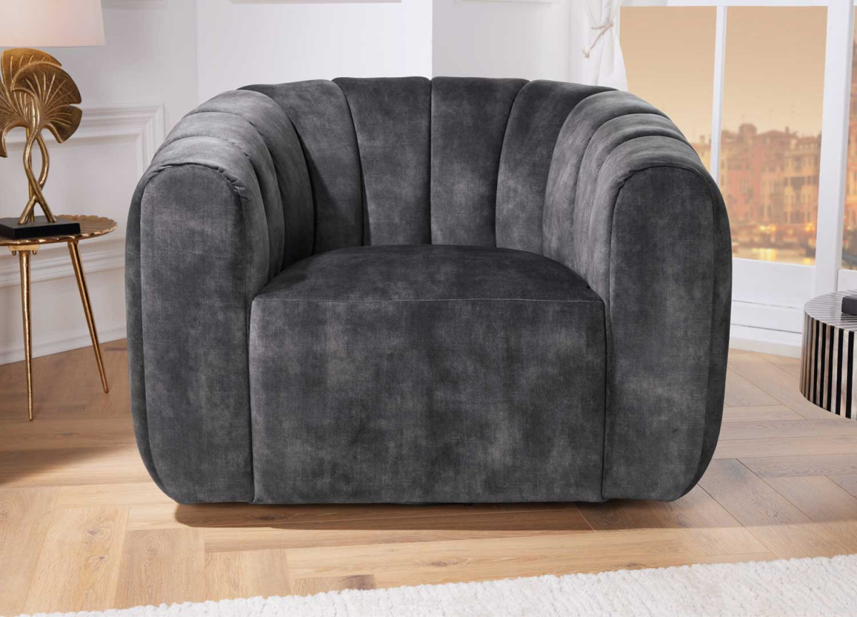 Fauteuil pivotant en velours gris