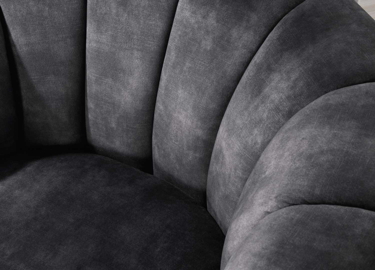 Fauteuil Moderne Confortable Velours Gris