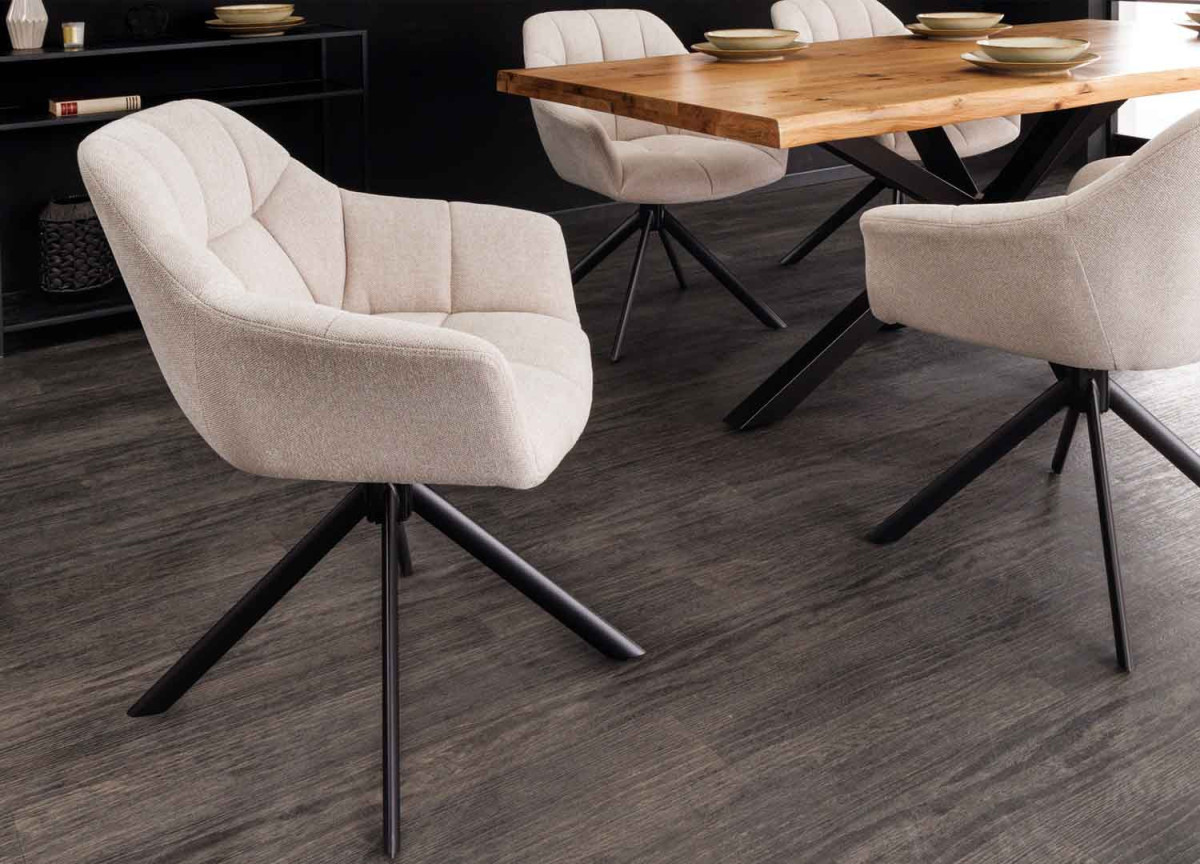 Chaises rotatives beige et métal noir
