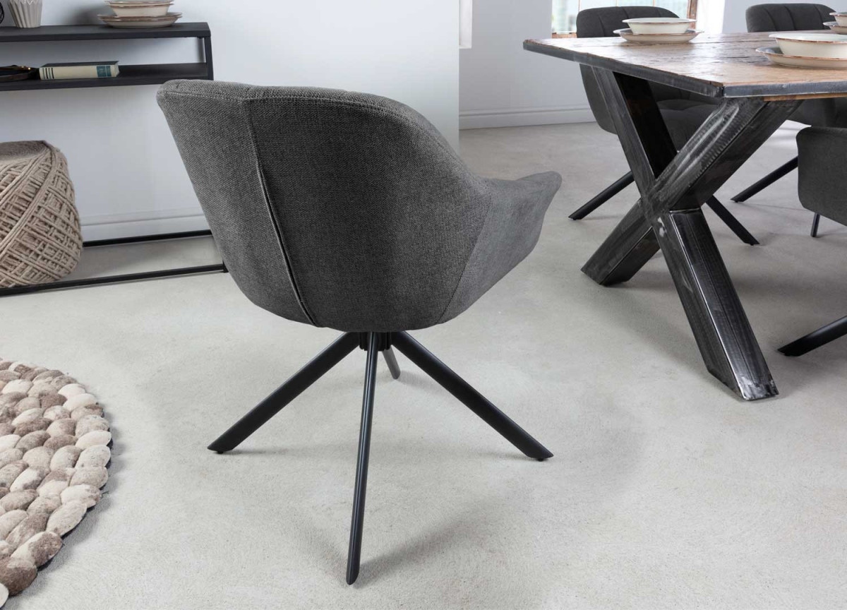 Fauteuils de table rotatifs tissu anthracite