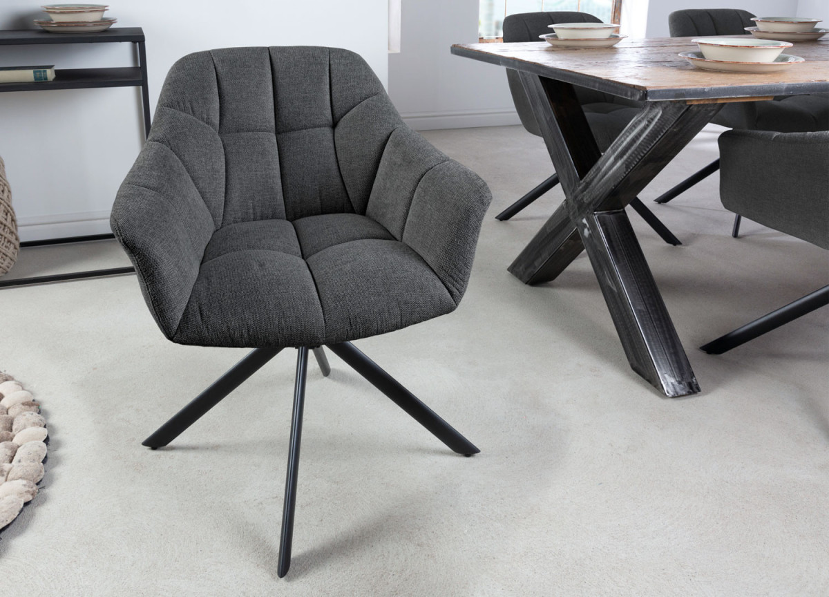 Fauteuils de table rotatifs tissu anthracite