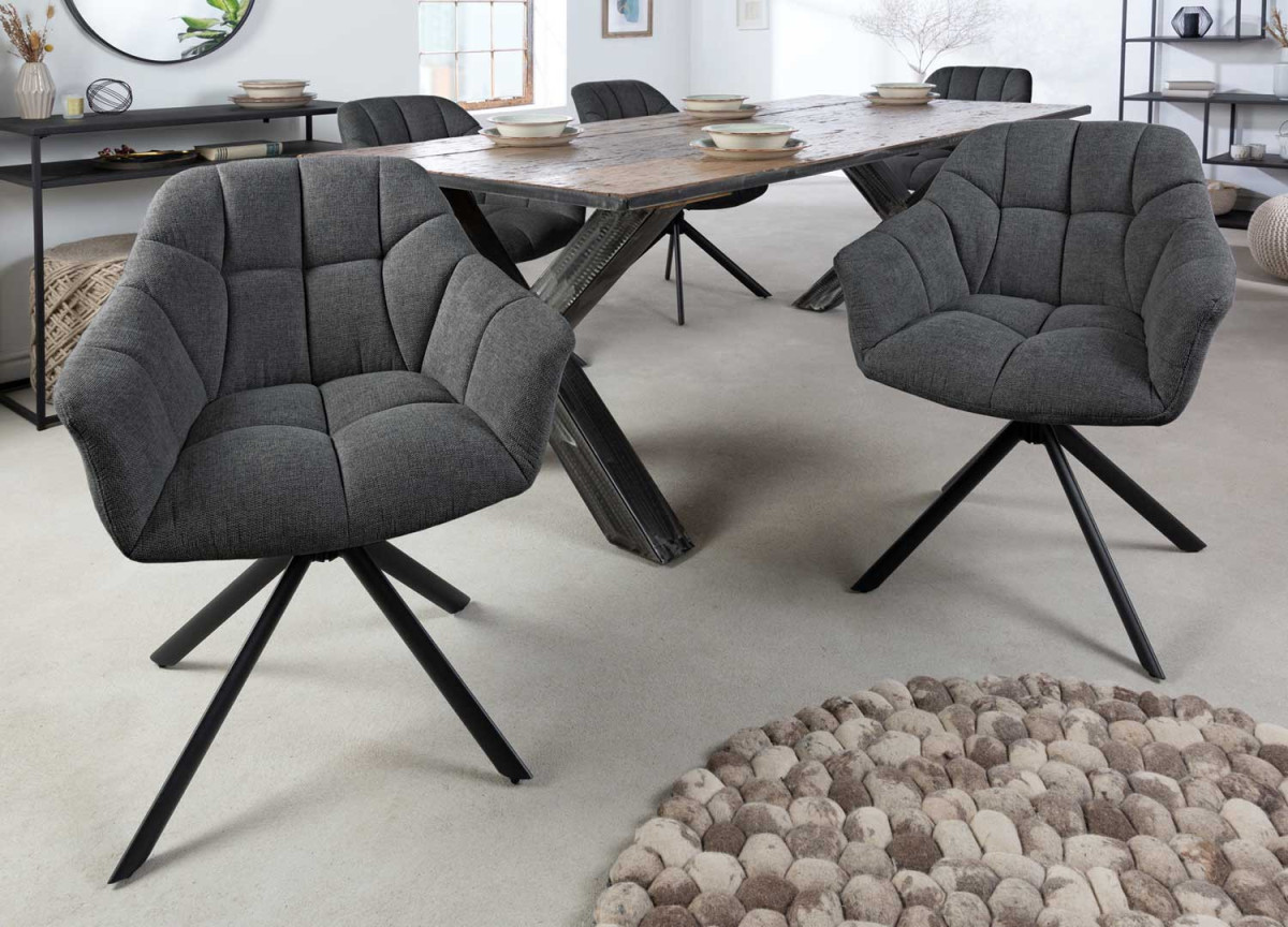 Fauteuils de table rotatifs tissu anthracite