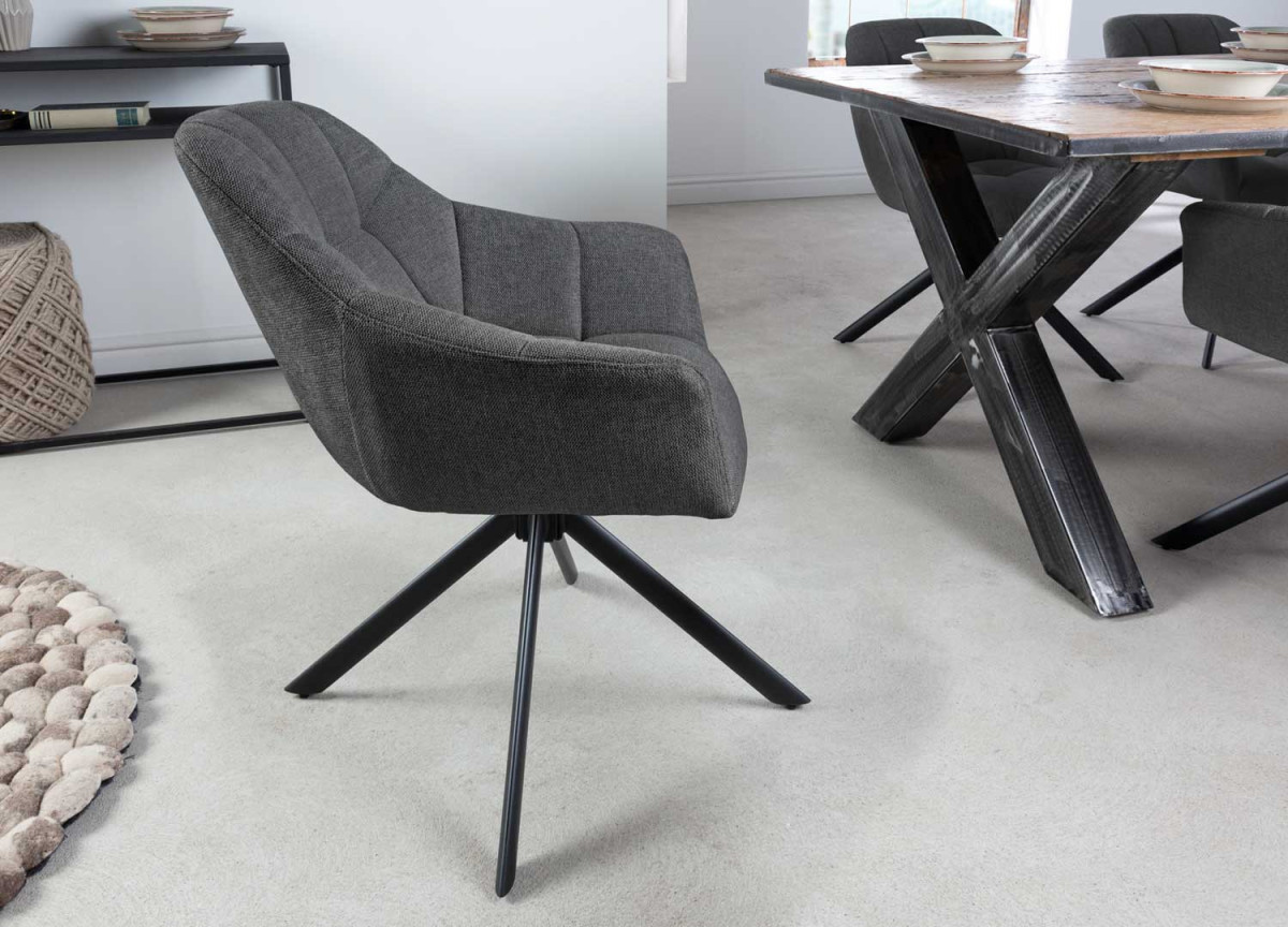 Fauteuils de table rotatifs tissu anthracite