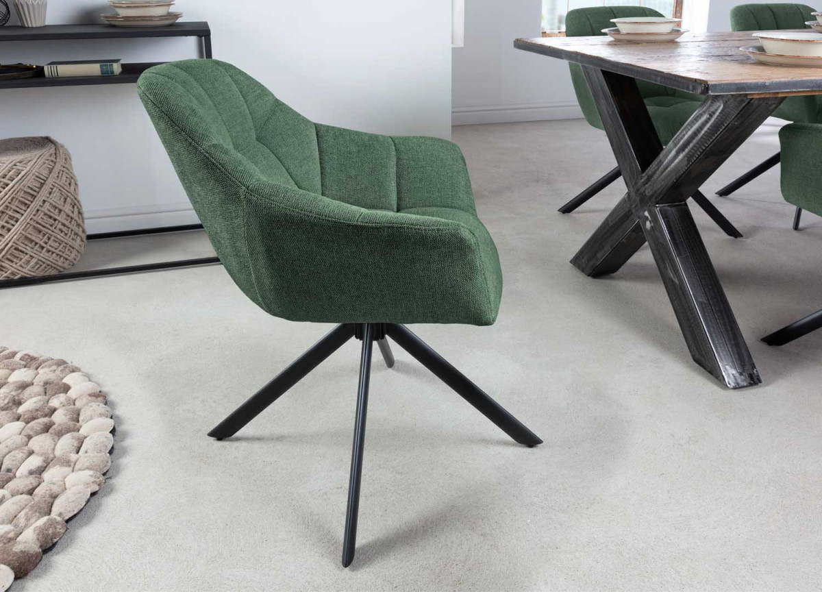 Chaises rotatives en tissu jaune