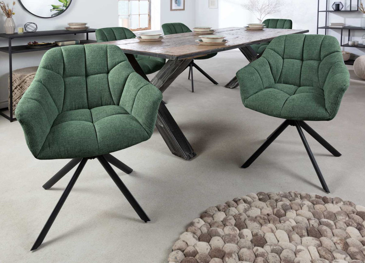 Chaises rotatives en tissu jaune