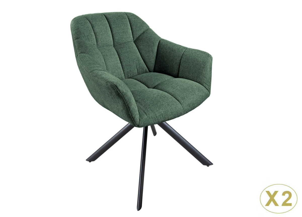 Chaises rotatives en tissu vert foncé