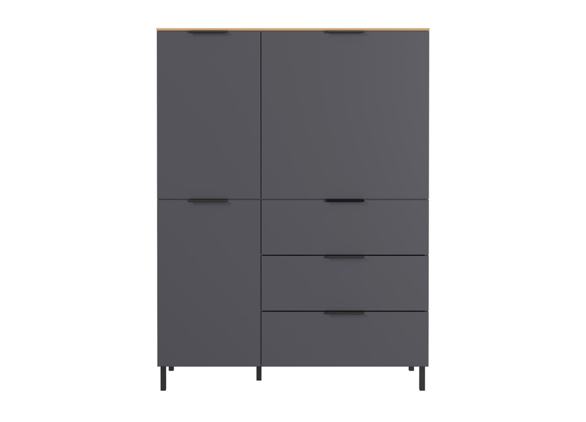 Buffet haut graphite et chêne navarra portes et tiroirs