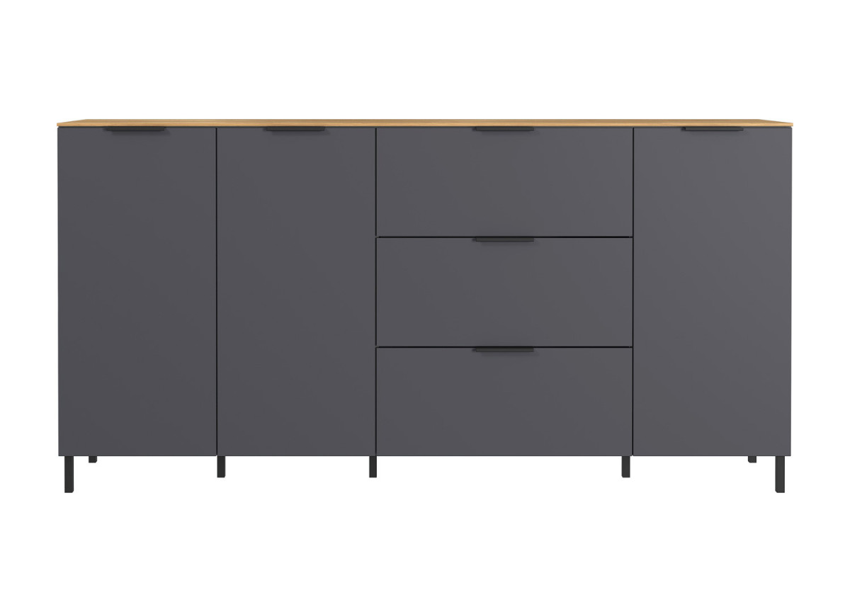 Grand buffet 3 portes et 3 tiroirs gris et bois