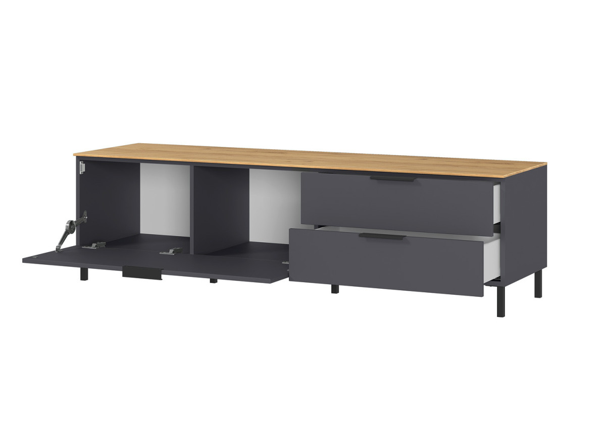 Banc TV graphite et couleur bois