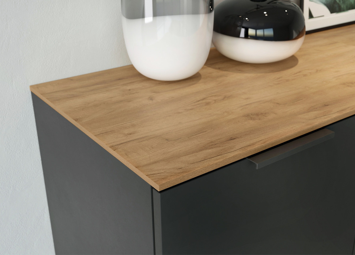 Banc TV graphite et couleur bois