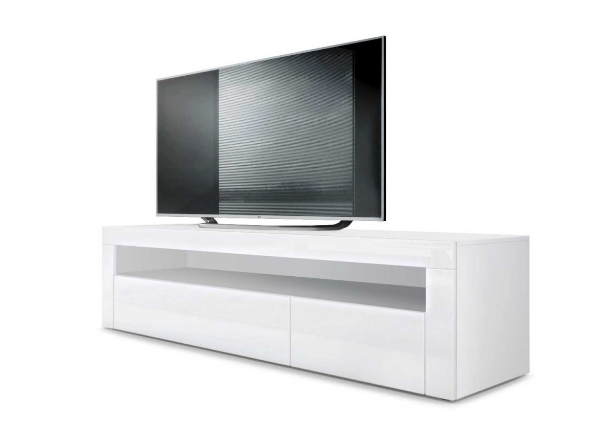 Meuble TV Design Laqué 2 Portes 1 Niche