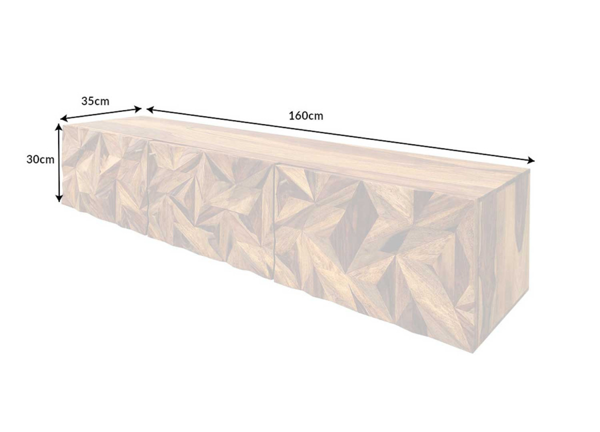 Meuble Télé Mural Suspendu 160 cm - Bois de Sesham