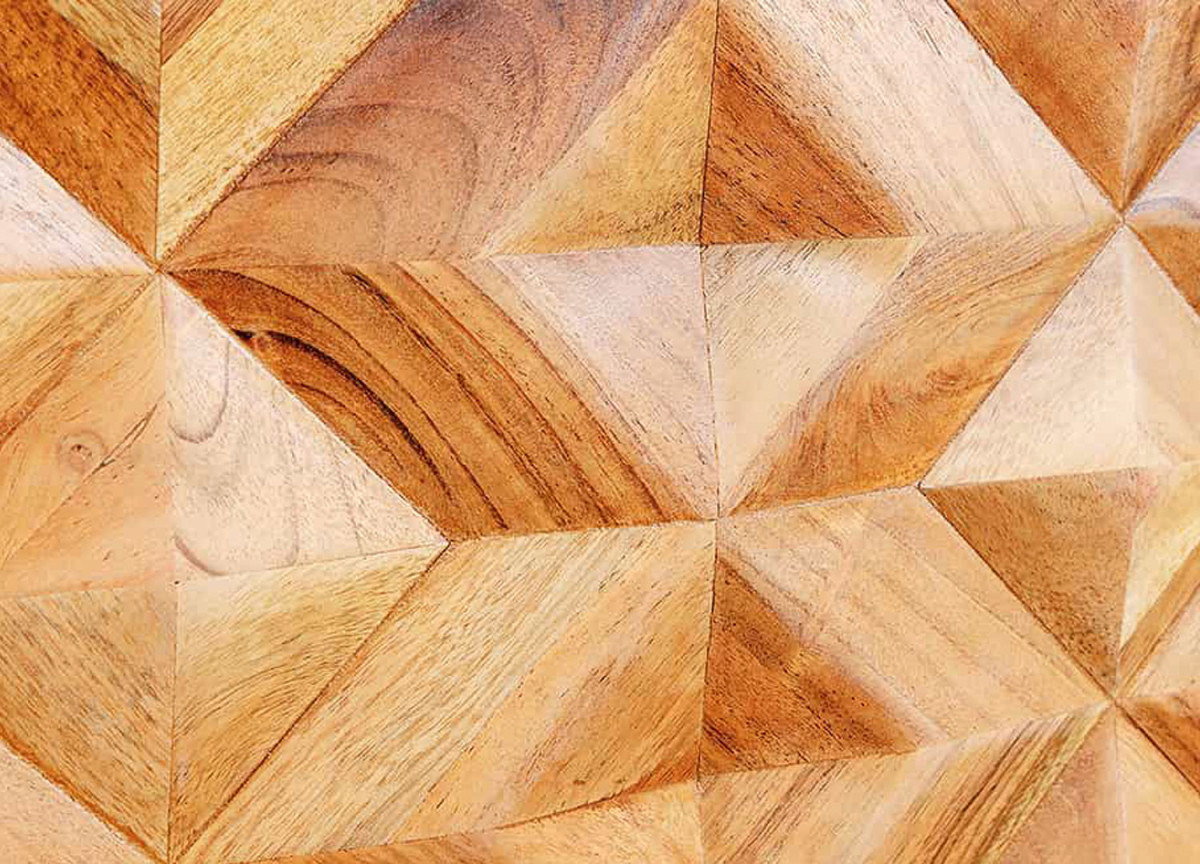 Meuble TV 145 cm acacia et métal doré