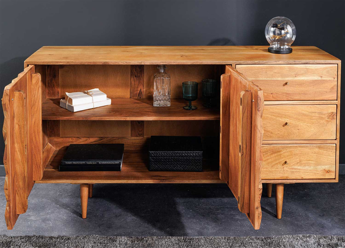 Buffet rétro bois massif 145 cm