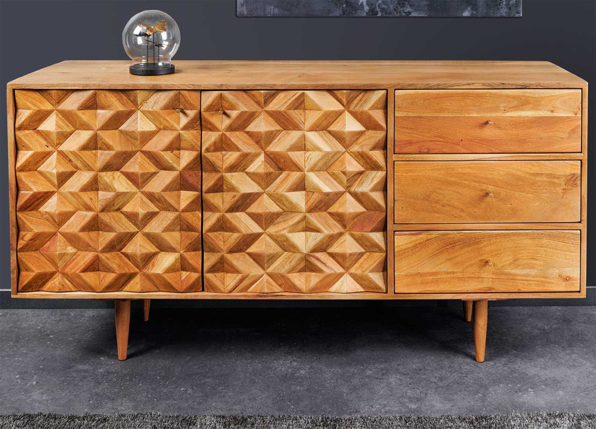 Buffet rétro bois massif 145 cm