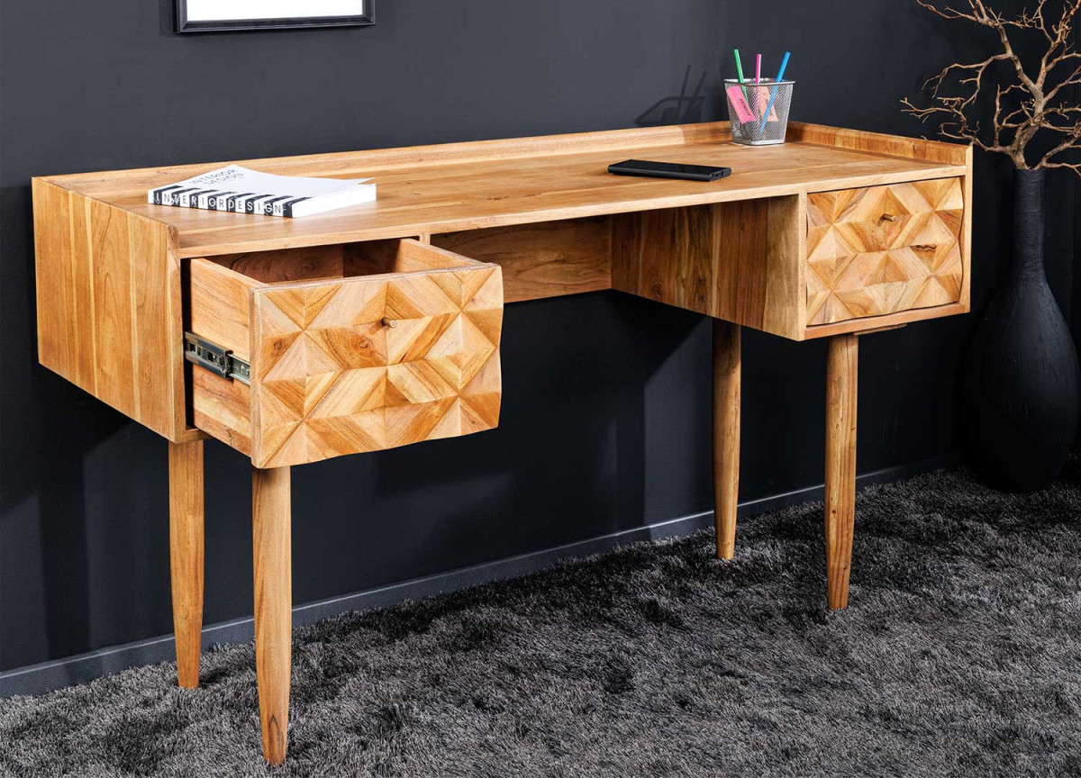 Bureau rétro moderne en acacia
