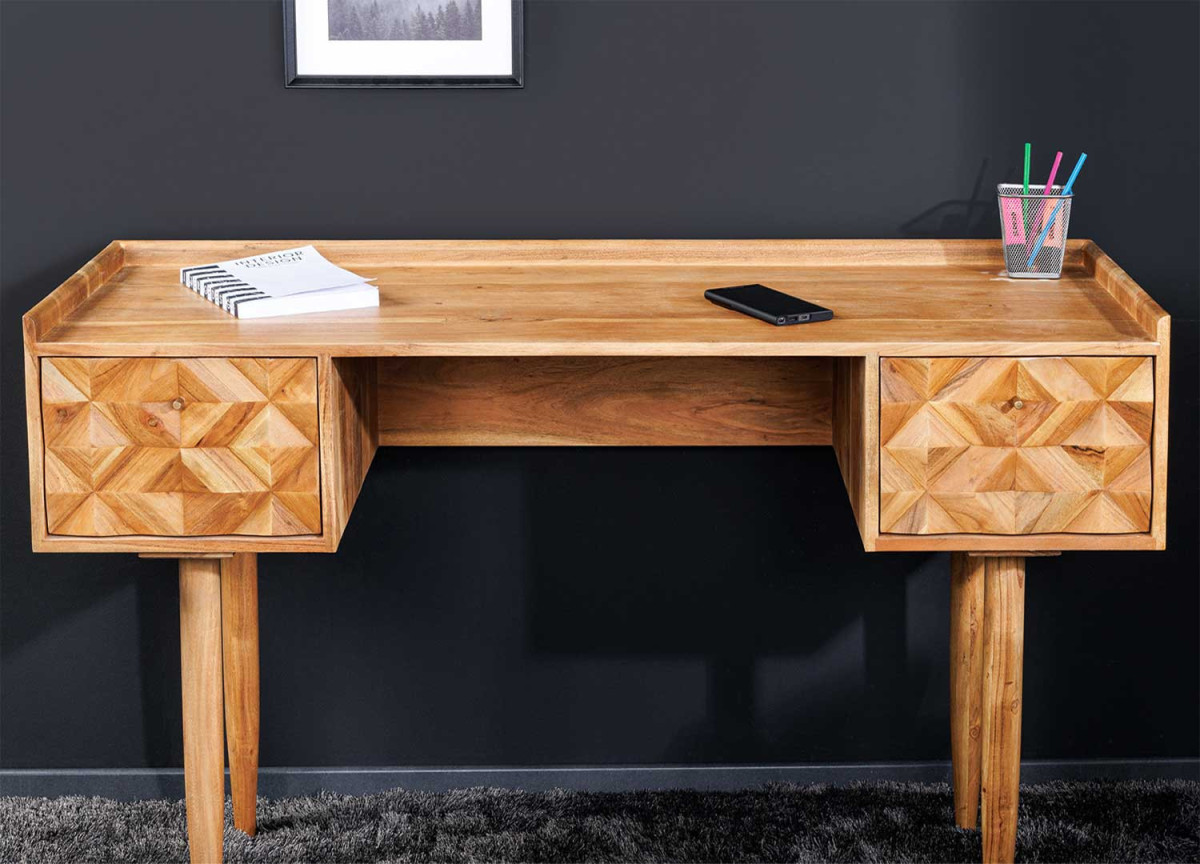 Bureau rétro moderne en acacia