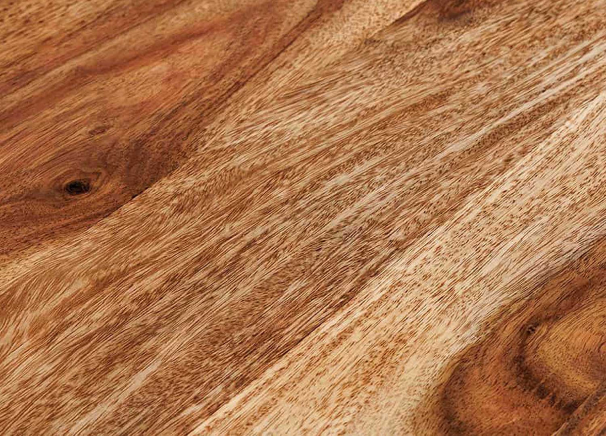 Banc tv suspendu en bois massif et métal noir