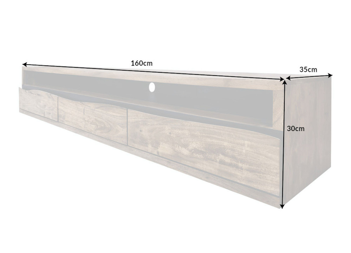 Meuble TV Mural en Bois et Métal - 160 cm