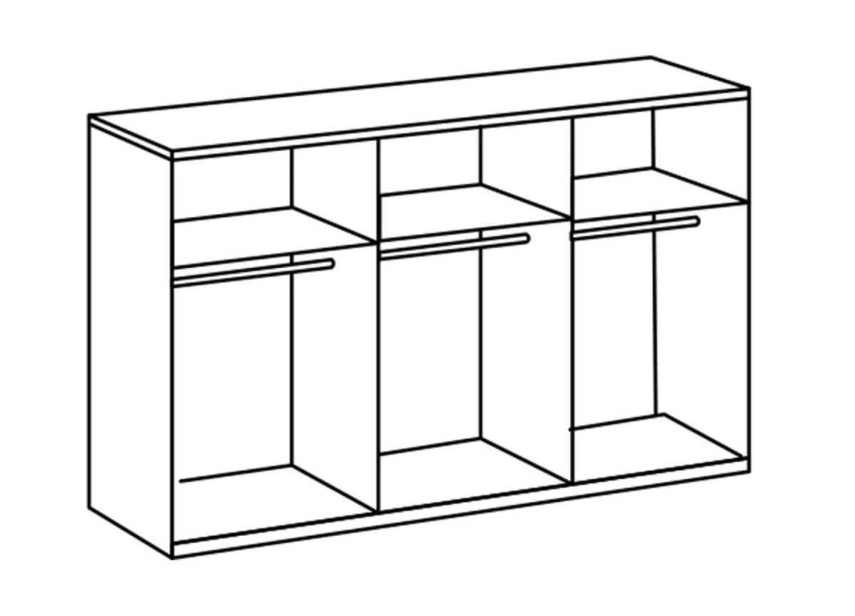 Armoire dressing 3 portes verre gris, graphite et chêne artisan