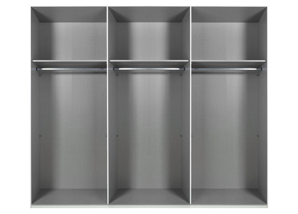Armoire dressing 3 portes verre gris, graphite et chêne artisan