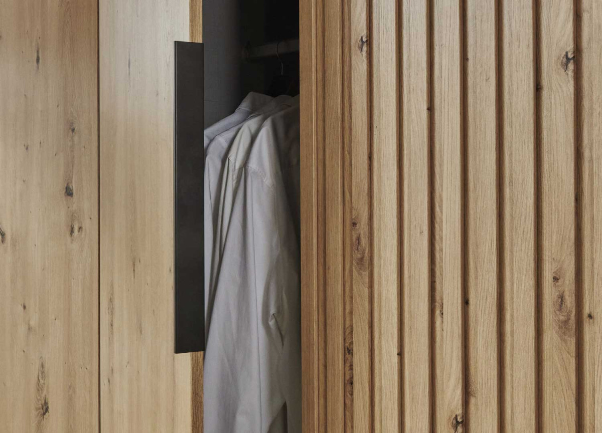 Armoire 3 portes 150 cm chêne artisan