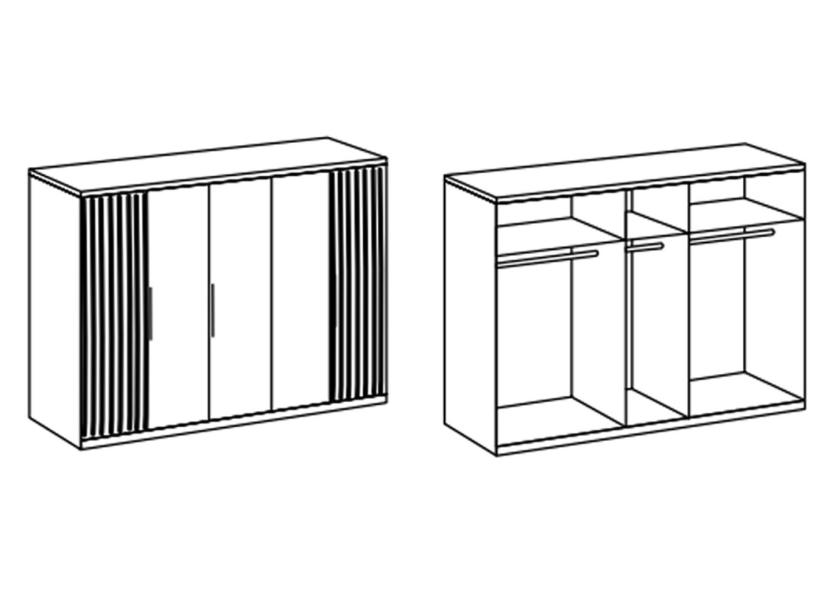 Grande armoire dressing imitation chêne et alu noir
