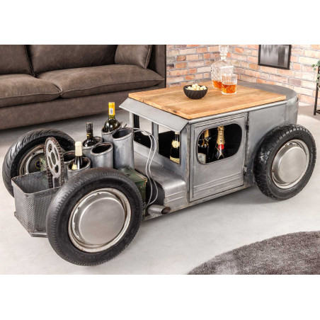 Table basse voiture hot rod vintage, range-bouteilles