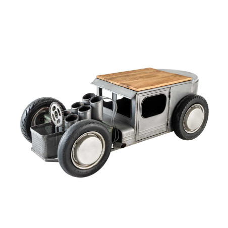 Table basse vintage voiture range bouteille