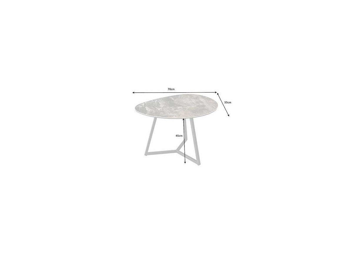 Table basse en céramique marbre taupe 70 cm