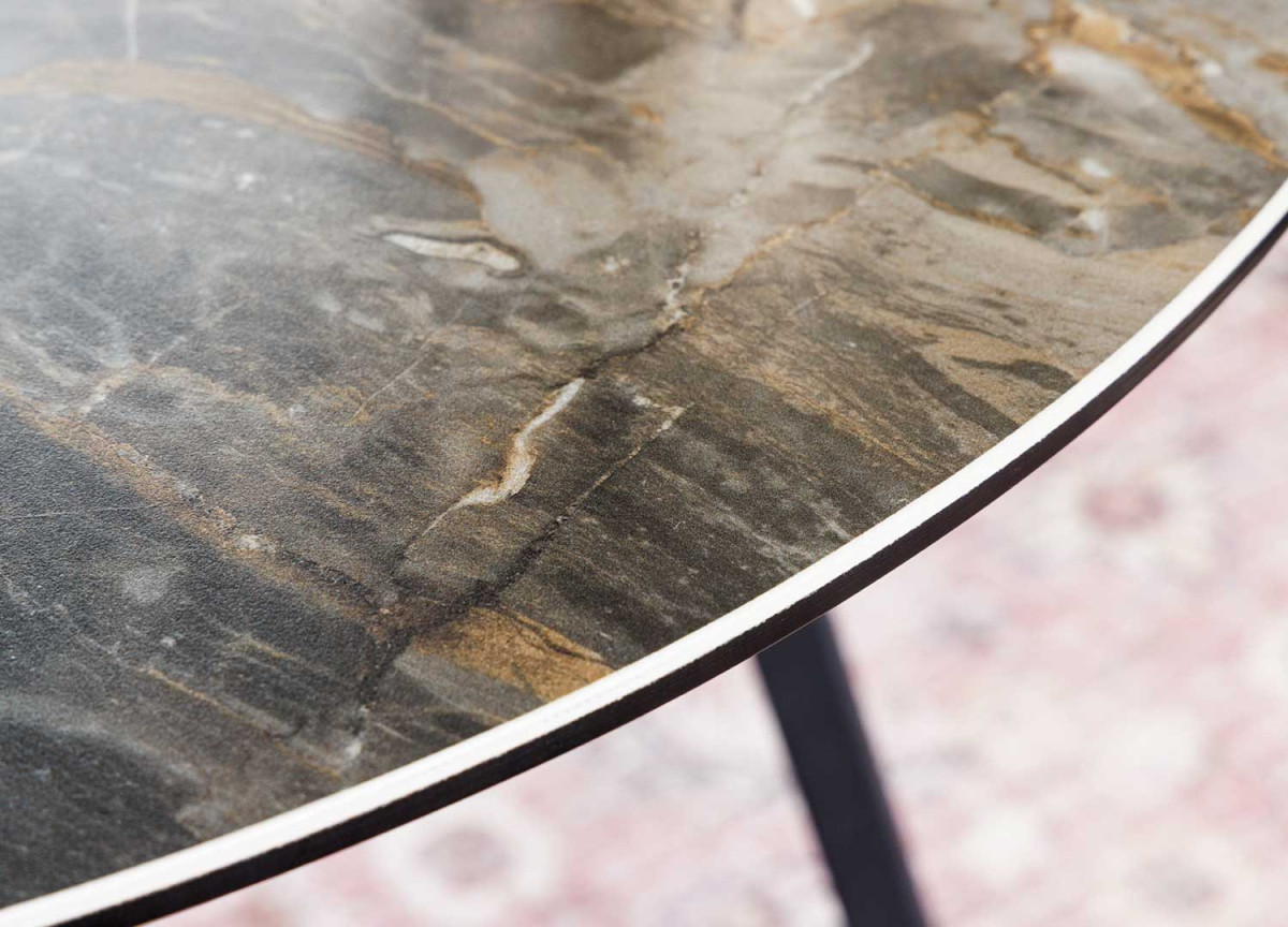 Table basse en céramique marbre taupe 70 cm