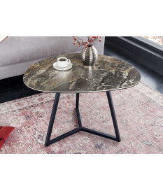 Table basse en céramique marbre taupe 70 cm