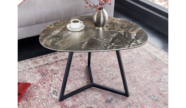 Table basse en céramique marbre taupe 70 cm