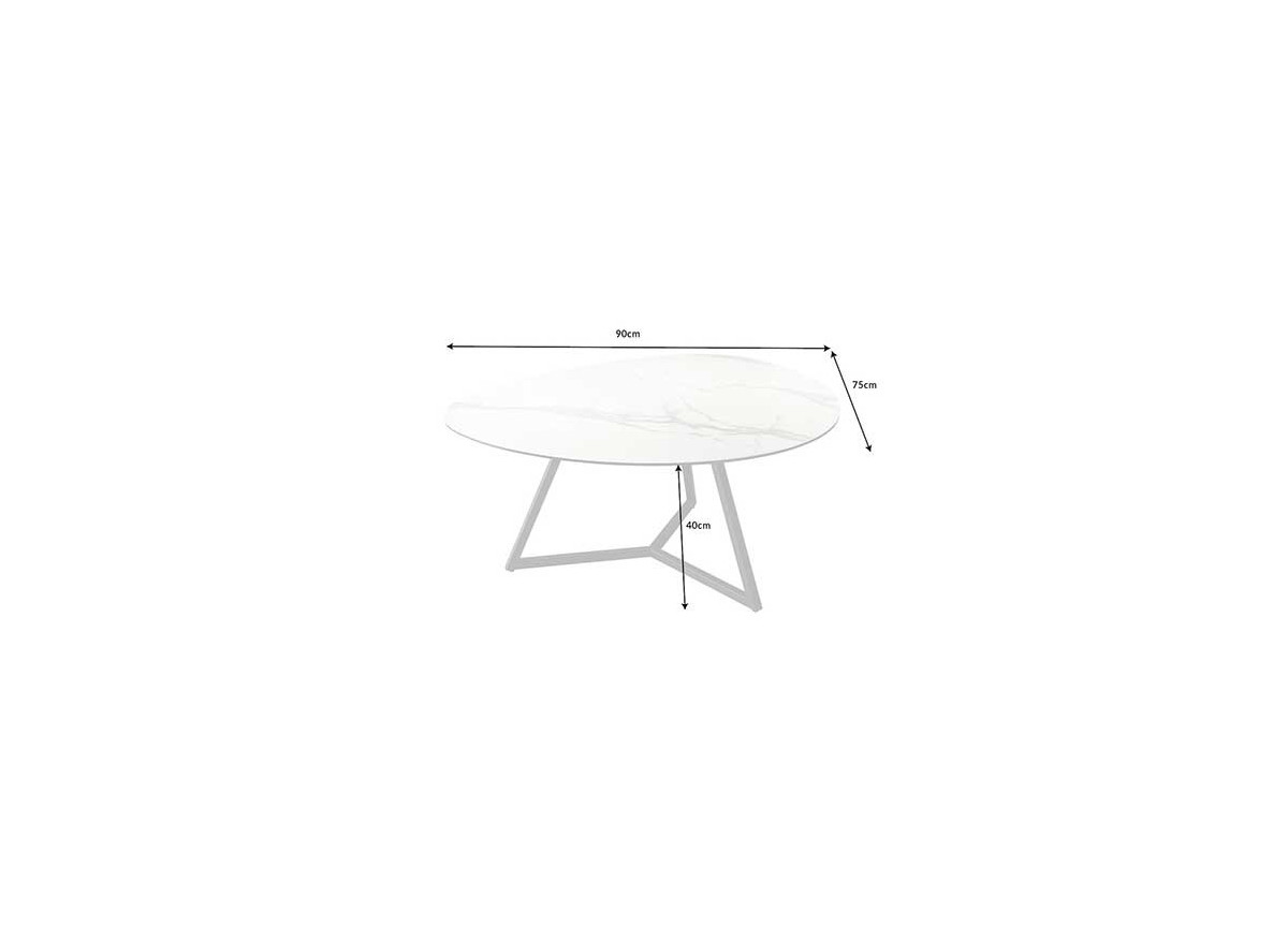 Table basse en céramique blanche 90 cm