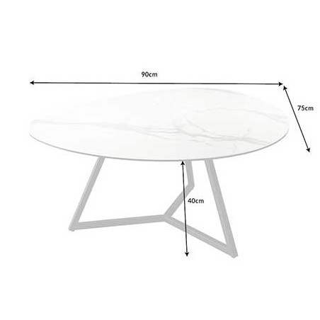 Table basse en céramique blanche 90 cm