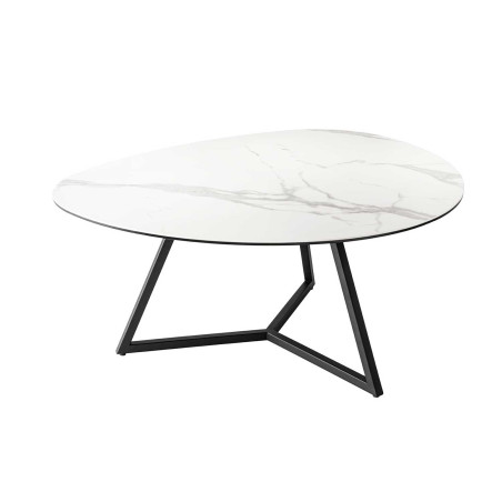 Table basse galet en céramique blanche 90 cm