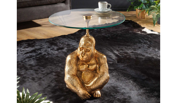 Table d'appoint moderne déco Gorille doré