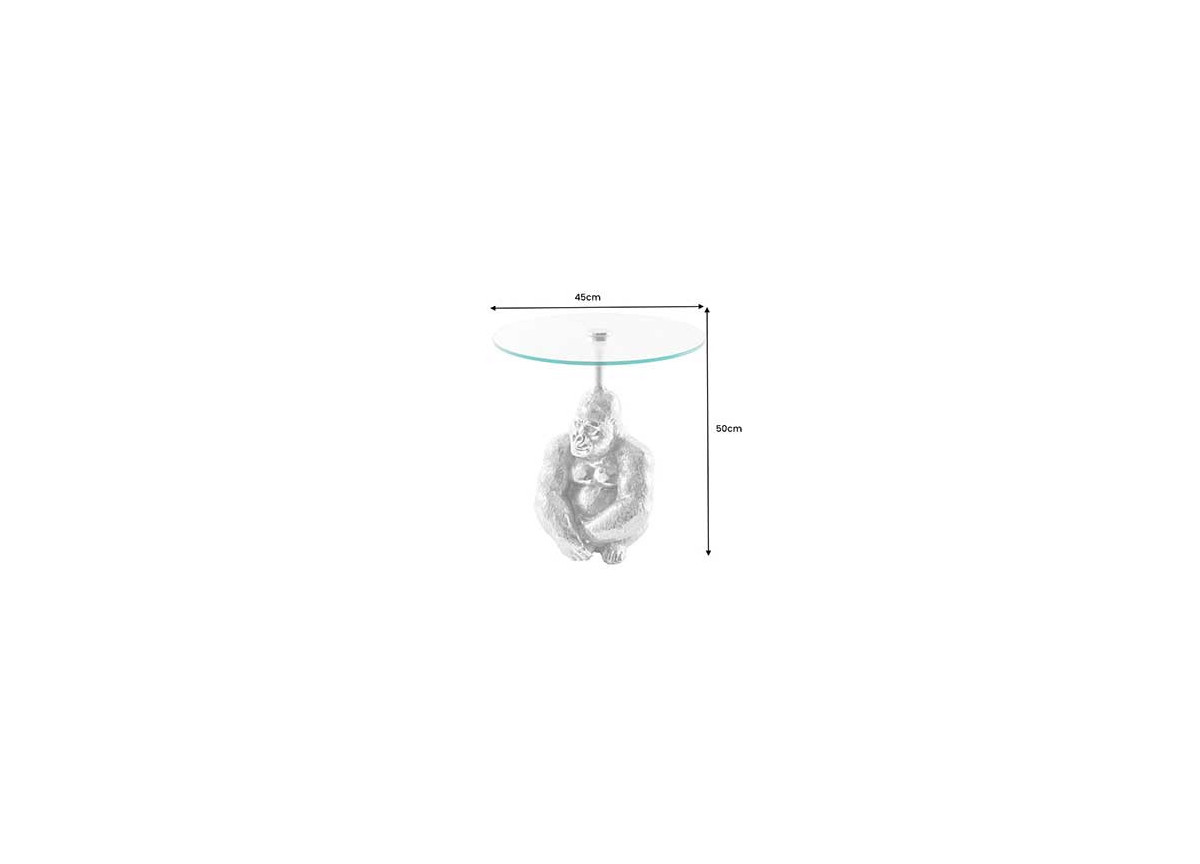 Table d'appoint moderne déco Gorille argenté