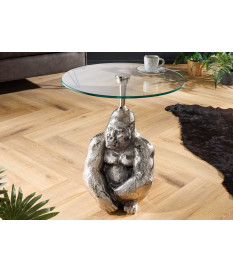 Table d'appoint moderne déco Gorille argenté