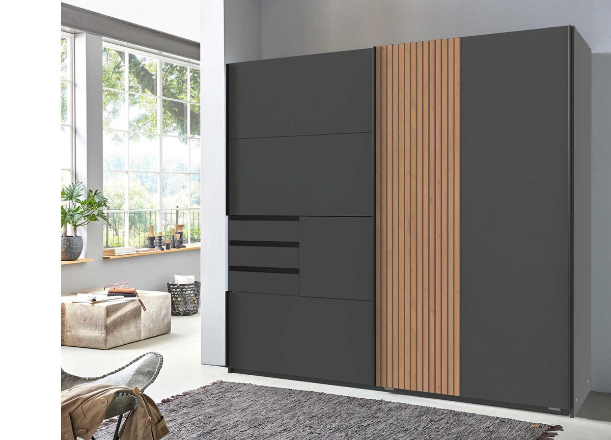 Armoire en bois moderne et gris graphite